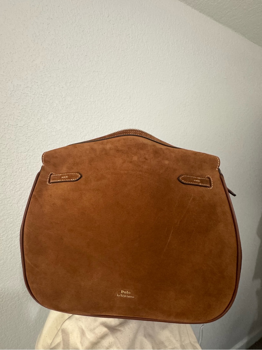 Ralph Lauren Polo ID Suede Satchel bag in Cinnamon - Picture 2 of 8